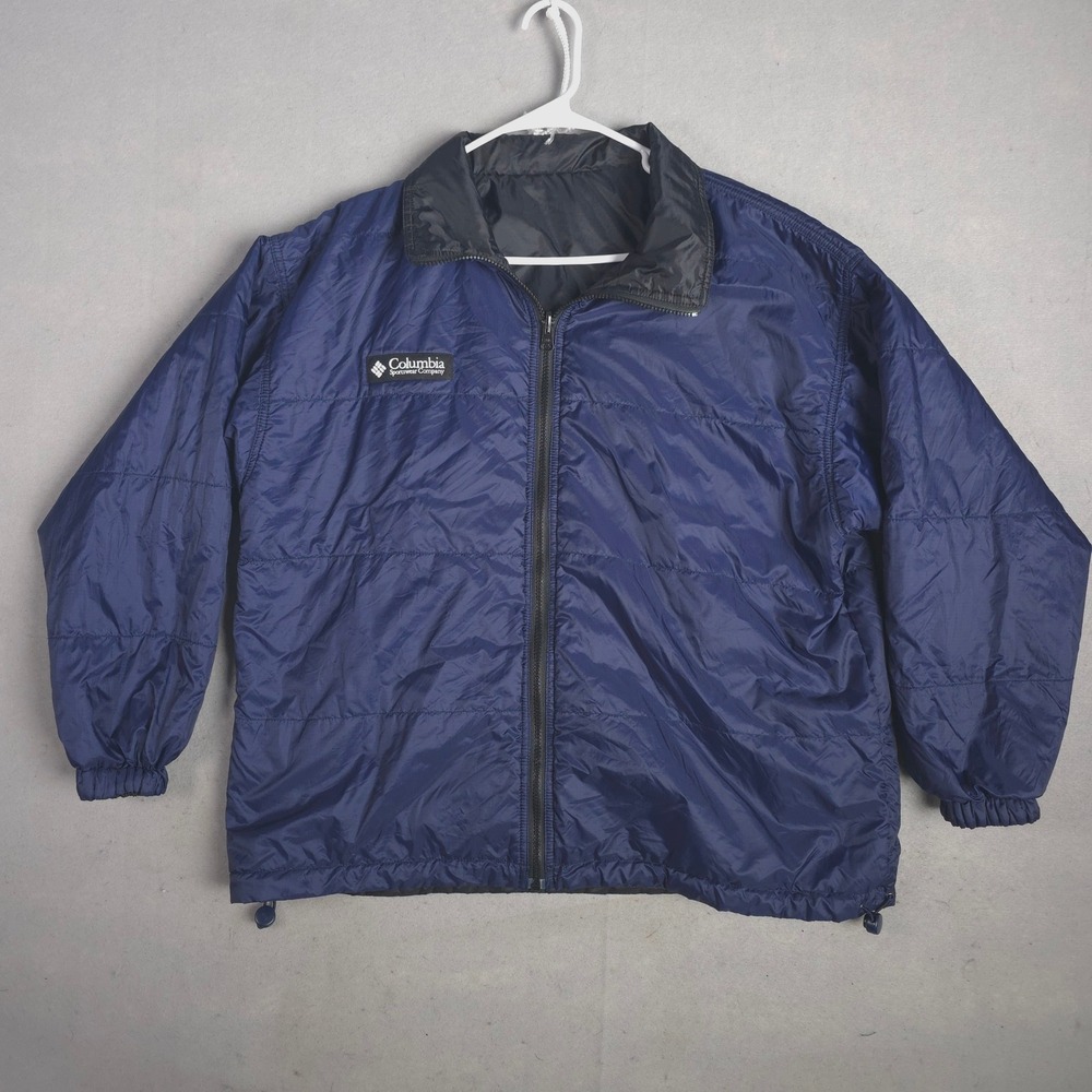 Columbia Puffer Jacket Lightweight Packable Full Zip Coat Blue L